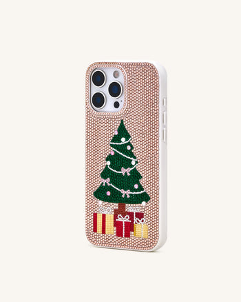 Funda para Teléfono con Árbol de Navidad de Brillos - Dorado