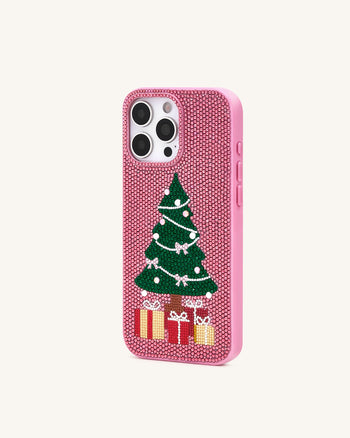 Funda para Teléfono con Árbol de Navidad de Brillos - Rosa