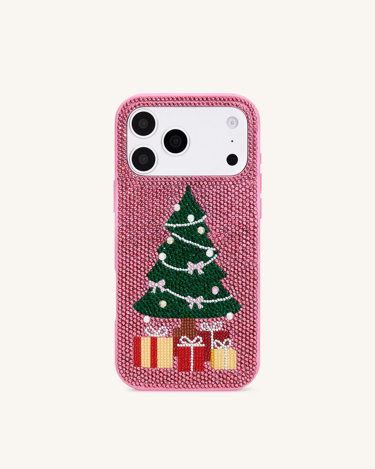 Funda para Teléfono con Árbol de Navidad de Brillos - Rosa