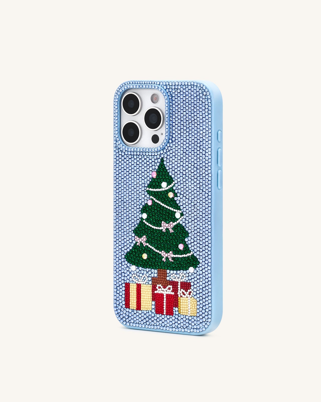 Funda para Teléfono con Árbol de Navidad de Brillos - Azul Claro