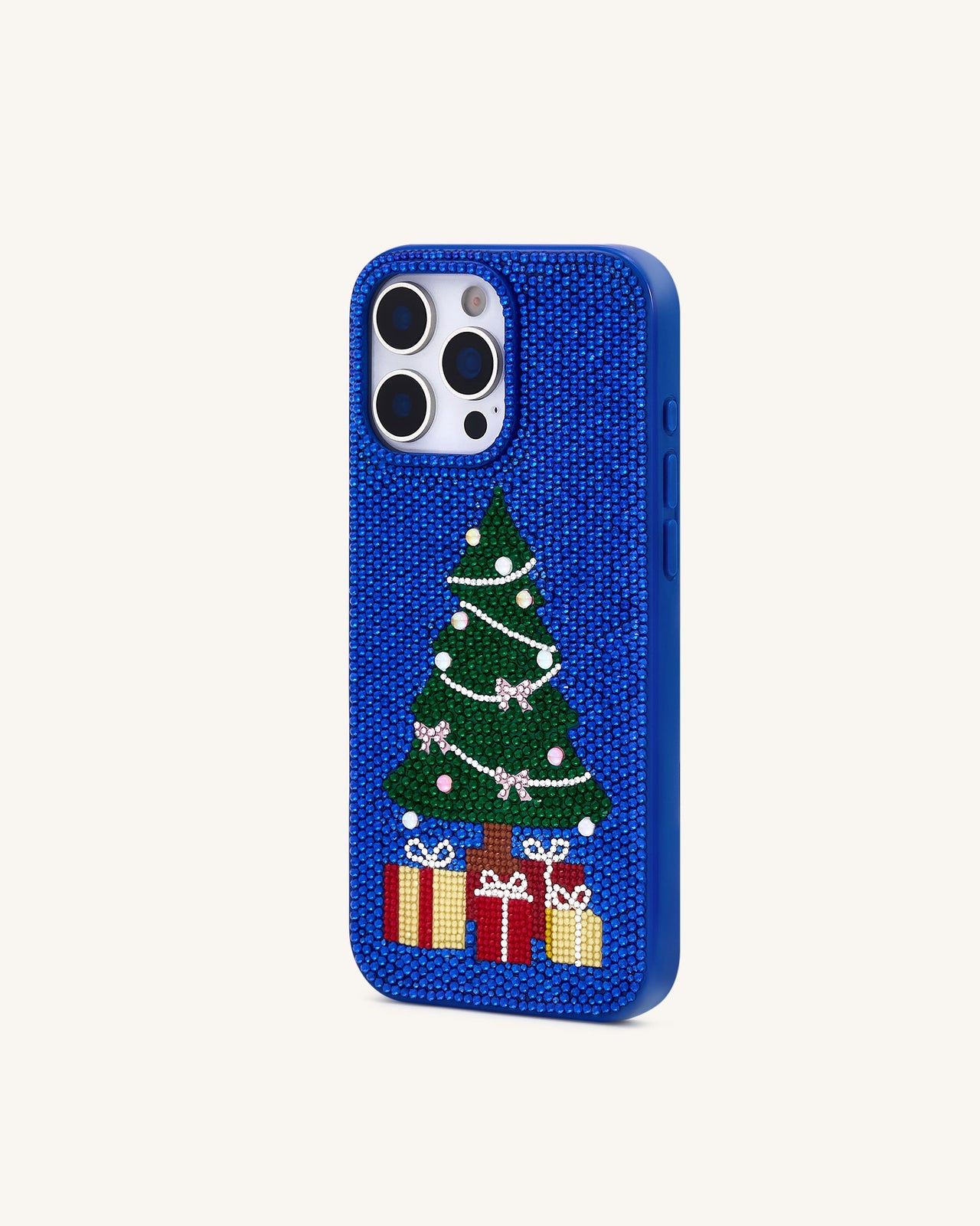 Funda para Teléfono con Árbol de Navidad de Brillos - Azul Cobalto