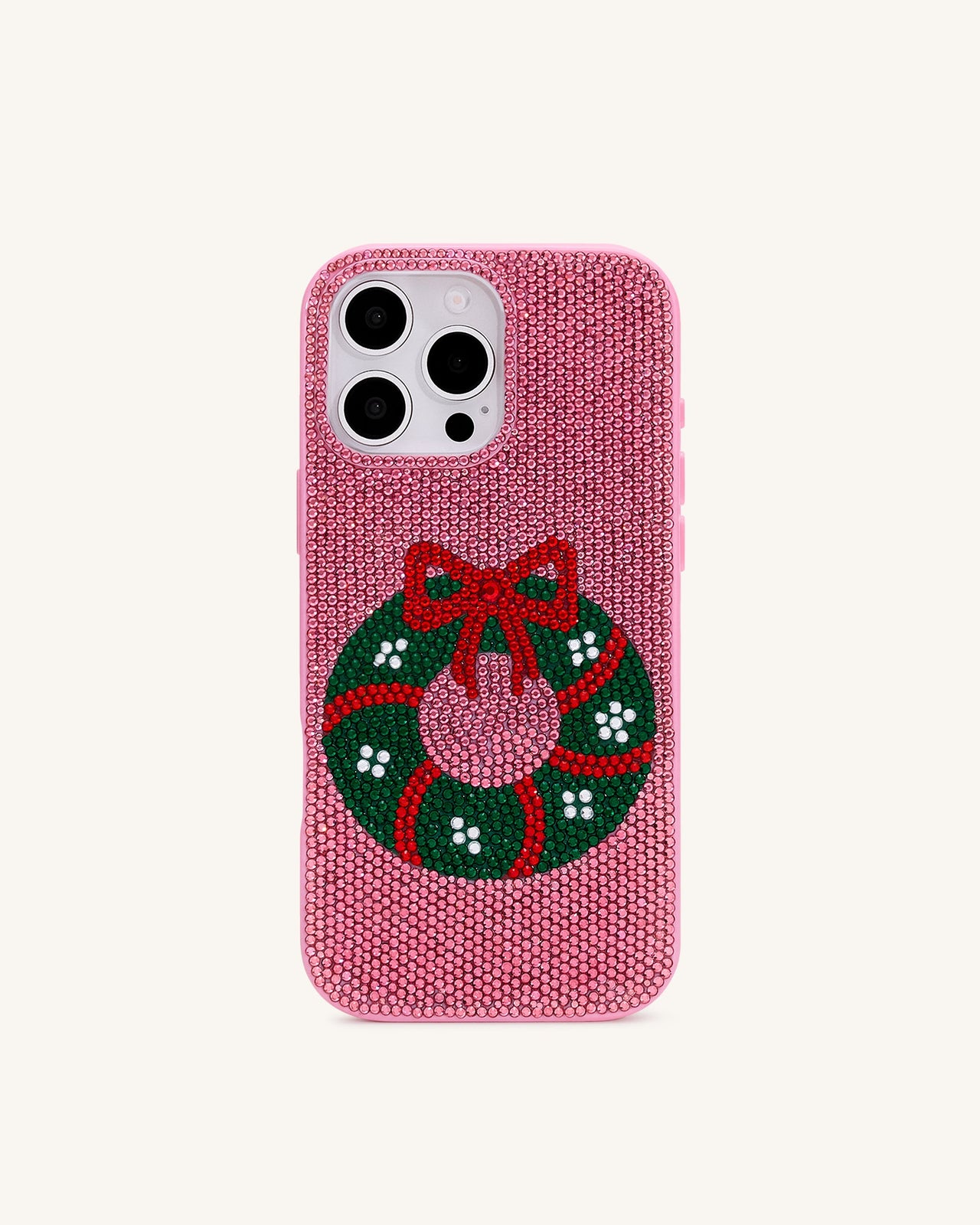 Funda de Teléfono con Brillos de Corona Holiday - Rosa