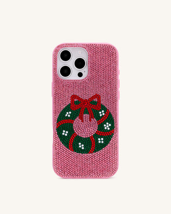 Funda de Teléfono con Brillos de Corona Holiday - Rosa