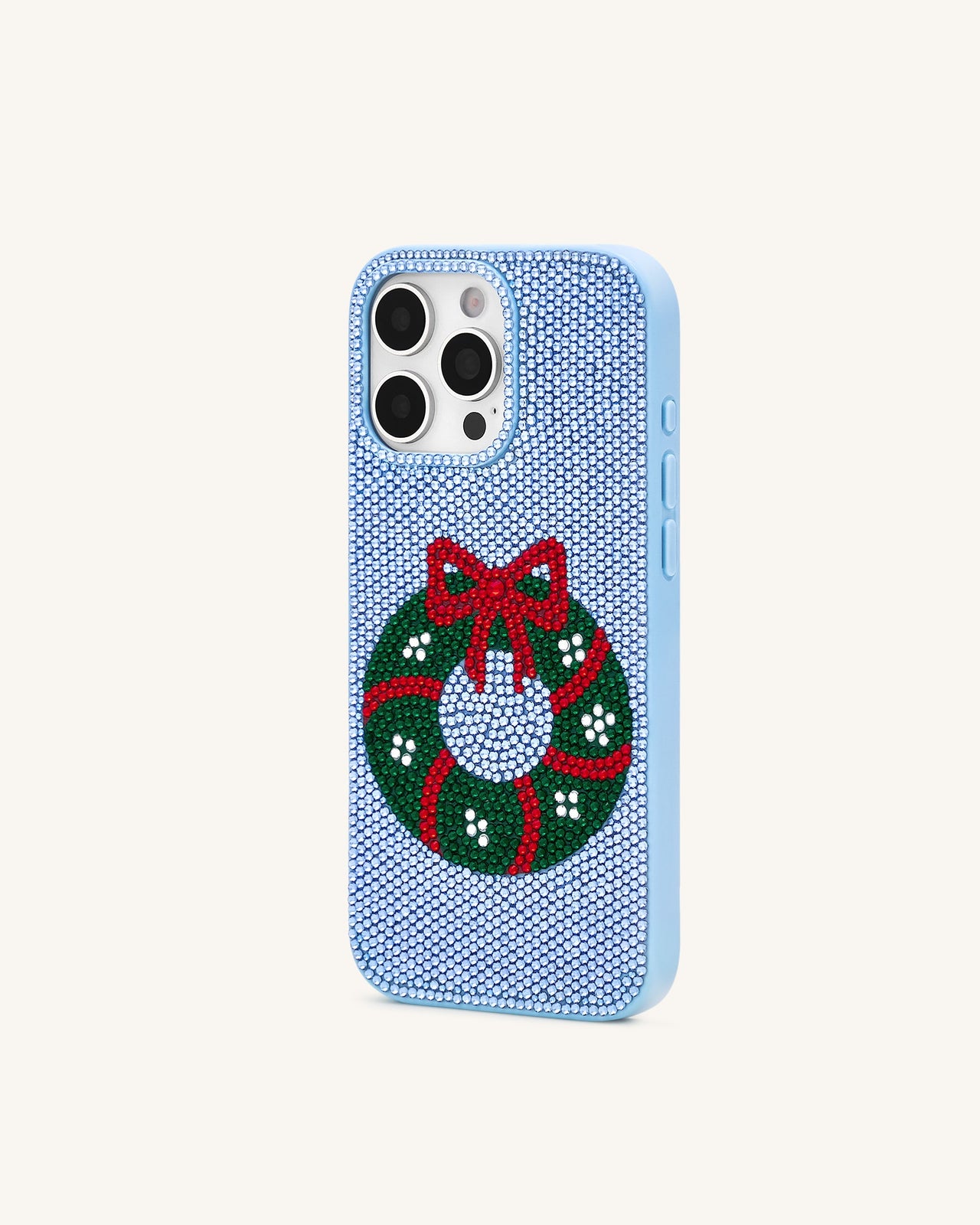 Funda de Teléfono con Brillos de Corona Holiday - Azul claro