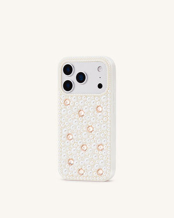 Pearl Custodia per telefono decorata - Bianco