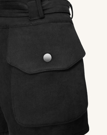 Abigail Pantaloncini Utility a Vita Alta - Nero