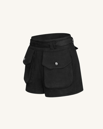 Abigail Pantaloncini Utility a Vita Alta - Nero