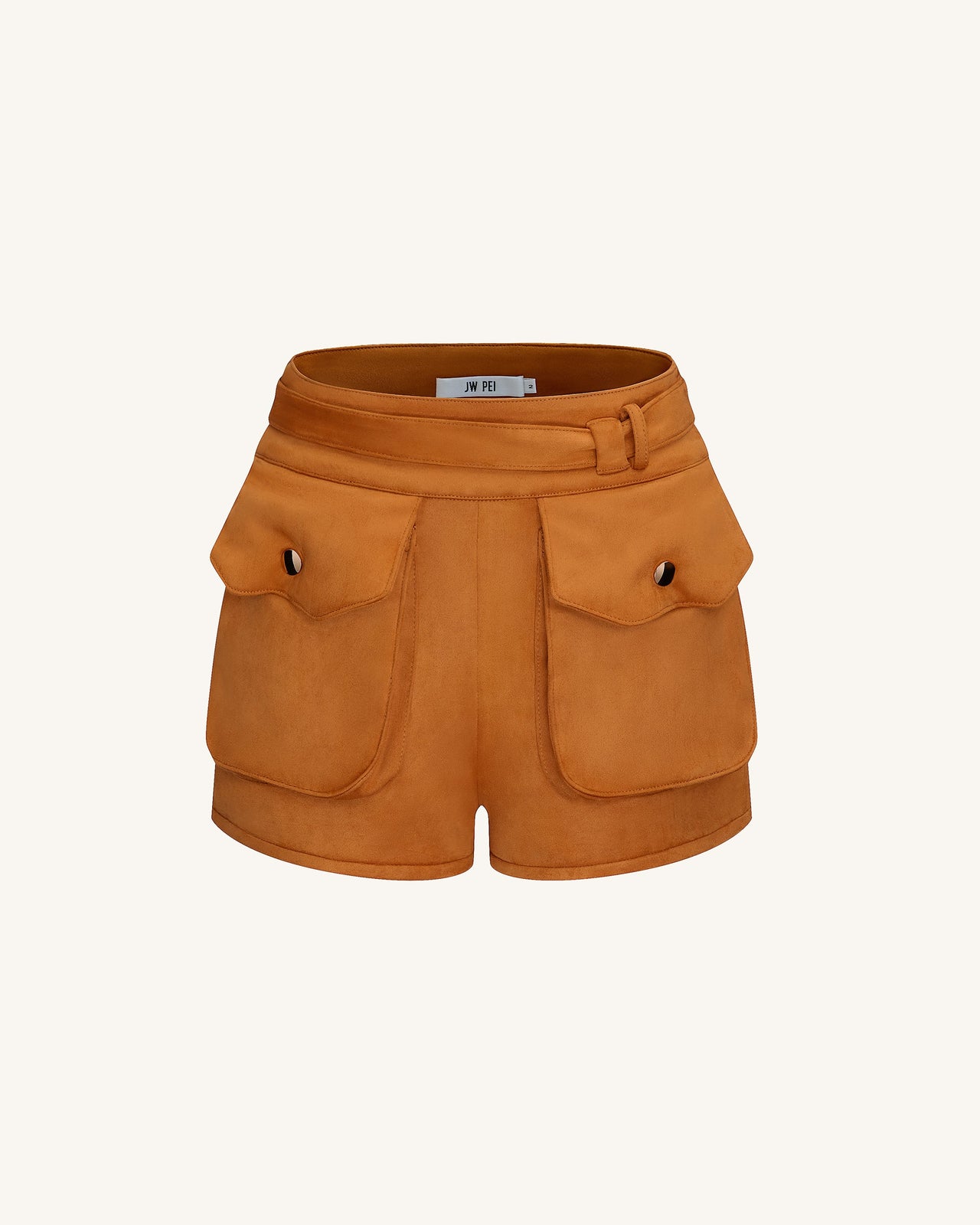 Abigail Pantaloncini Utility a Vita Alta - Marrone