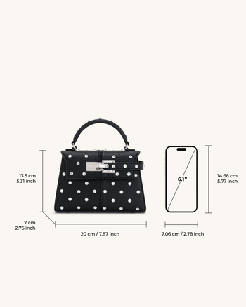 Borsa a Manico Superiore con Cristalli Artificiali Elise - Nero