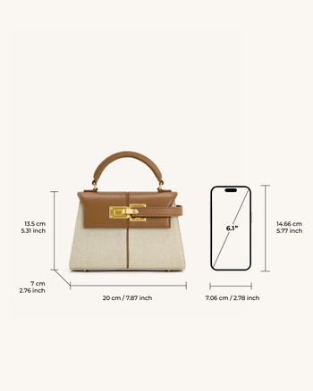 Borsa con manico superiore Elise - Tela marrone