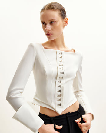 Lydia Blazer Ispirato Al Corsetto - Bianco