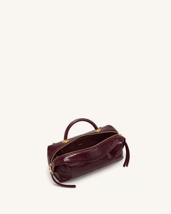 Mireya Borsa a mano con doppia zip - Effetto coccodrillo bordeaux