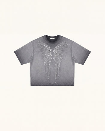 T-shirt The Angelic con ali di cristallo colanti - Grigio slavato