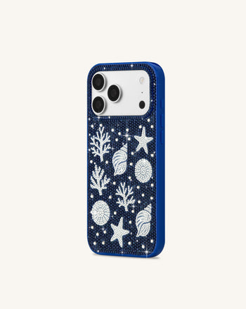 Ocean Cover per telefono a conchiglia con cristallo artificiale - Blu