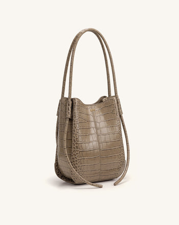 Nala Borsa a secchiello - Taupe effetto coccodrillo