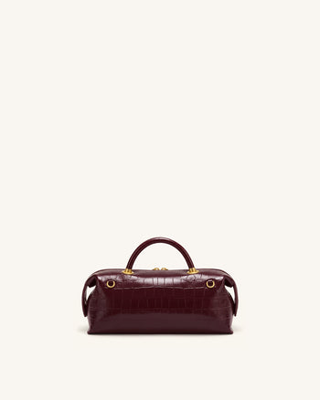 Mireya Borsa a mano con doppia zip - Effetto coccodrillo bordeaux