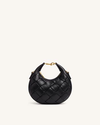 Alina Borsa a mano a mezzaluna intrecciata - Nero