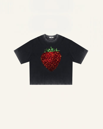 T-shirt grafica The Crystal Strawberry - Nero slavato
