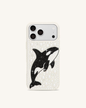Orca Custodia per telefono impreziosita da perle - Bianco