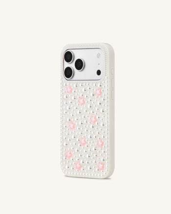 Pearl Cover per telefono decorata con stelle - Bianco