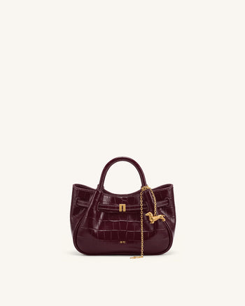 Maeve Mini borsa a mano con ciondolo bassotto - Coccodrillo bordeaux