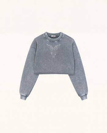 Felpa Angelic Dripping Crystal Wings - Ash Cloud