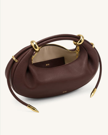 Ellie Borsa a mano a mezzaluna con anello in metallo - Marrone scuro