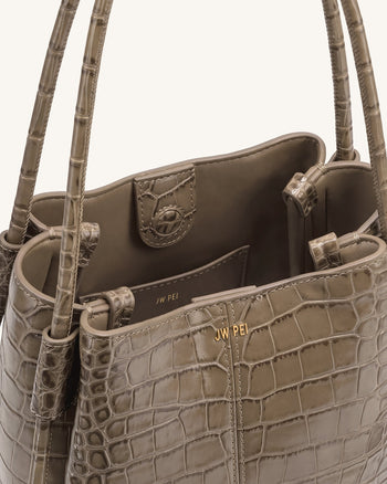 Nala Borsa a secchiello - Taupe effetto coccodrillo
