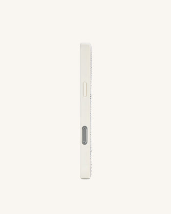Pearl Zebra Cover per telefono a righe con cristallo artificiale - Bianco