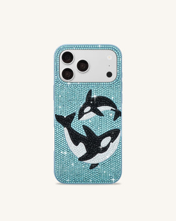 Orca Cover per telefono con coppia di cristalli artificiali - Azzurro