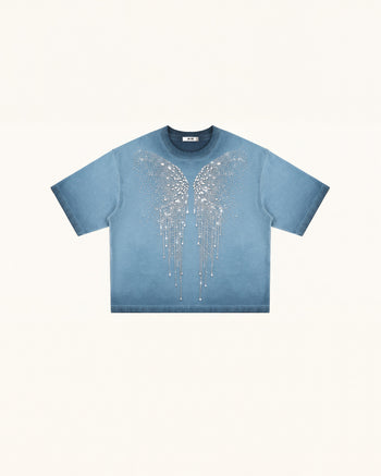 T-shirt The Angelic Dripping Crystal Wings - Acid Blue