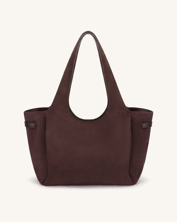Hana Borsa tote in similpelle scamosciata con dettaglio cintura - Marrone scuro