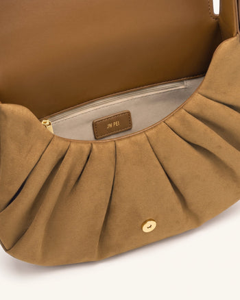 Avery Borsa hobo drappeggiata in finto camoscio - Cammello