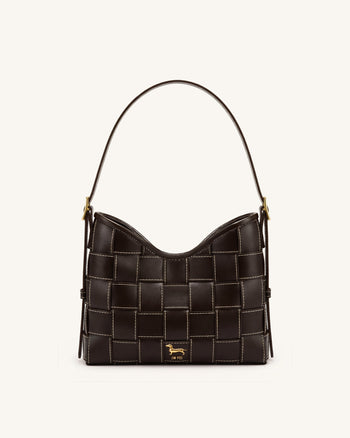 Nadine Borsa hobo intrecciata Dachshund - Marrone scuro
