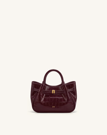 Maeve Mini borsa a mano con ciondolo bassotto - Coccodrillo bordeaux