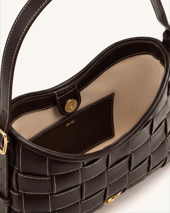 Nadine Borsa hobo intrecciata Dachshund - Marrone scuro