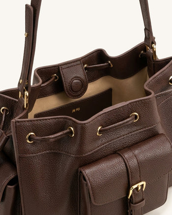 Harper Borsa a spalla con coulisse - Marrone