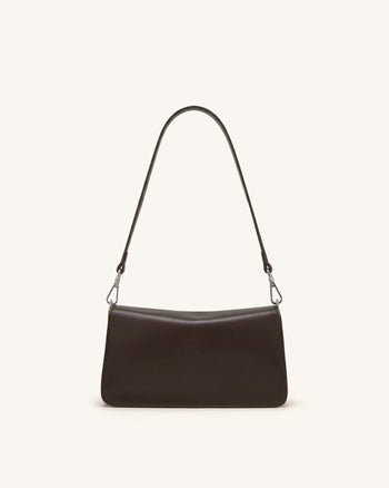 Amelie Borsa a spalla con patta e tasca frontale - Marrone cioccolato