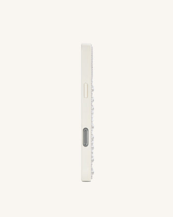 Pearl Cover per telefono floreale con orchidee - Bianco