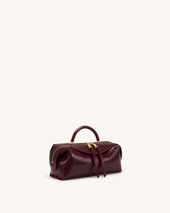 Mireya Borsa a mano con doppia zip - Effetto coccodrillo bordeaux
