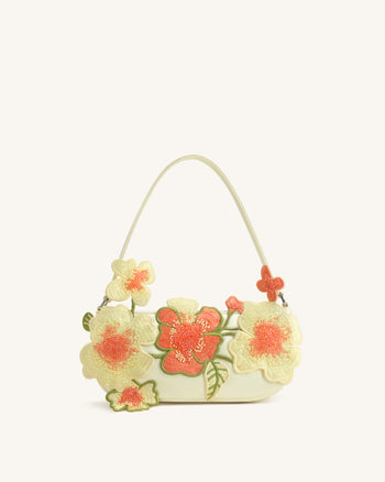 Leona Borsa a spalla con perline - Bianco sporco