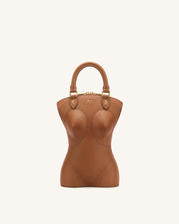 Tara Borsa con manico scultoreo - Marrone