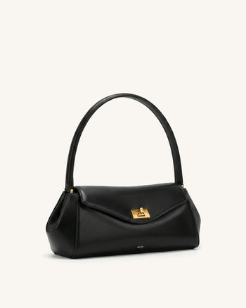 Lucia Borsa a spalla con patta e chiusura a girello - Nero