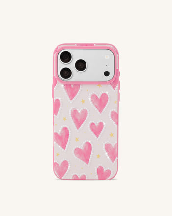 Cover per telefono con motivo a cuori rosa - Rosa