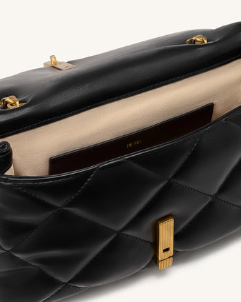 Valerie Borsa a spalla puffy con chiusura bar-lock - Nero
