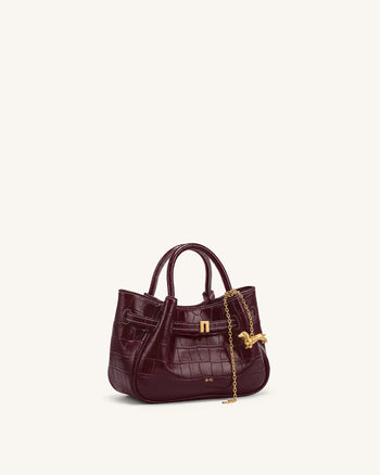 Maeve Mini borsa a mano con ciondolo bassotto - Coccodrillo bordeaux