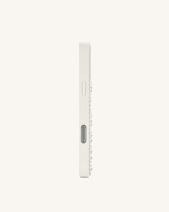 Pearl Cover per telefono a forma di squalo con cristallo artificiale - Bianco