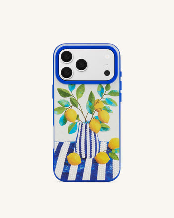 Custodia per telefono con arte vaso di limoni - Blu