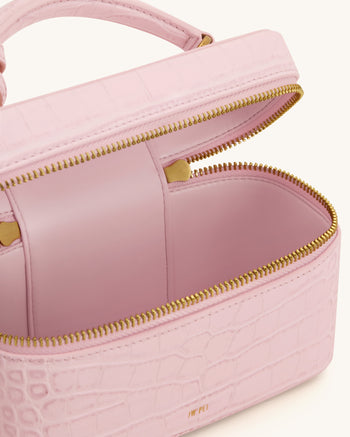 Cleo Borsa a mano a scatola - Rosa chiaro effetto coccodrillo