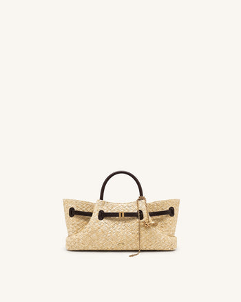 Maeve Borsa tote in finta paglia con ciondolo in metallo a forma di bassotto - Marrone